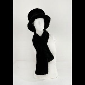 Zoe Madison Super Soft Plush Faux Fur Hat & Scarf Set : Black : Never Worn